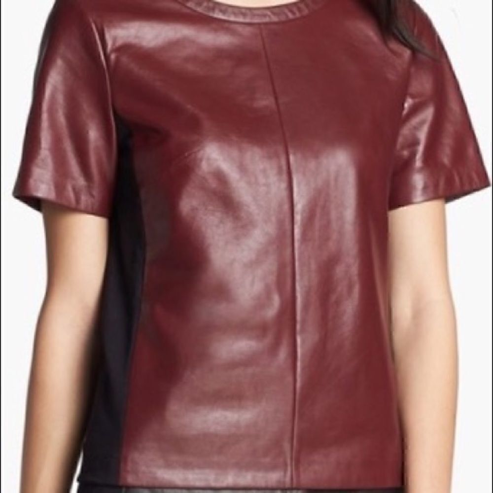 Halogen Red Oxblood Leather Top